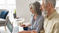 Senior couple getting online telemedicine call consultation